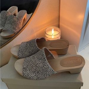 Madewell Black and White Speckled Leather Mules